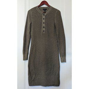 Lauren Ralph LRL Dress Womens Size Large Olive Green Sweater Cotton Elbow Pads